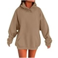 thumbnail image 1 of HAPIMO Women's Oversize Hoodies Casual Long Sleeve Pullover Tops Fall Classic Comfy Hoodie Solid Kangaroo Pocket Hooded Sweatshirts Brown L, 1 of 5
