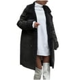 thumbnail image 1 of HAPIMO Women's Oversize Long Coat Winter Fashion Warm Coats Casual Comfy Long Sleeve Snap Hooded Jacket Coat Solid Pocket Sherpa Coats Dark Gray L, 1 of 6