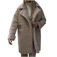 thumbnail image 1 of HAPIMO Women's Oversize Long Coat Winter Fashion Warm Coats Casual Comfy Long Sleeve Snap Hooded Jacket Coat Solid Pocket Sherpa Coats Khaki XL, 1 of 3