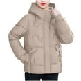 thumbnail image 1 of HAPIMO Women's Oversize Long Hooded Coats Fall Winter Trendy Warm Jacket Coat Long Sleeve Full Zip Hooded Coat Solid Pocket Quilted Coats Khaki XXL, 1 of 4