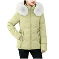 thumbnail image 1 of HAPIMO Women's Oversize Long Hooded Coats Fall Winter Trendy Warm Jacket Coat Long Sleeve Full Zip Solid Pocket Quilted Coats with Faux Fur Trim Hood Yellow XXL, 1 of 4