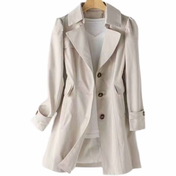HAPIMO Women's Oversized Fall Overcoat Elegant Long Sleeve Lapel Jacket Daily Casual Jacket Coat Stylish Solid Button Down Jacket Beige XXXL