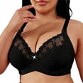 thumbnail image 1 of HAPIMO Women's Plus Size Bras Floral Lace Bra Comfy Daily Casual Workout Bra Solid Full Coverage No Underwire Breathable Bras Black S, 1 of 5