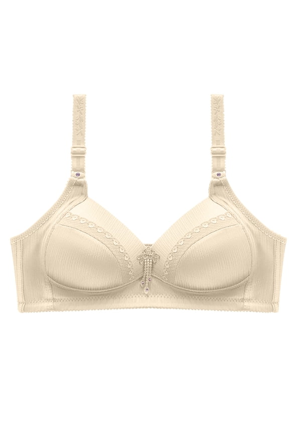 Women's Plus Size Everyday Bra Lifting Bra Comfy Underwear Wireless Brassiere Solid Color Trendy Lady Lingerie Beige XXXL