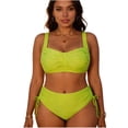 thumbnail image 1 of HAPIMO Women's Plus Size Ruched Tankini Set Push Up Wide Strap Top with Tie Side High Waisted Bottoms Modest Two Piece Bathing Suits for Beach Pool Vacation Green XXXXXL, 1 of 4