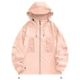 thumbnail image 1 of HAPIMO Women's Rain Jacket Outdoor Waterproof Sun Protection Workout Raincoat Casual Long Sleeve Zip Up Hoodies Lightweight Breathable Solid Pocket Jacket Coat Pink XXXL, 1 of 6
