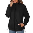 thumbnail image 1 of HAPIMO Women's Rain Jacket Waterproof Long Sleeve Full Zip Jacket Coat Lightweight Solid Pocket Hoodies Fall Winter Trendy Outerwear Jacket Black M, 1 of 2