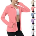 thumbnail image 1 of HAPIMO Women's Relaxed Fit Sun Protection Sport Coats Casual Long Sleeve Zip Up Blazer Lightweight Solid Pocket Athletic Jacket for Hiking Running Gym Workout Purple S, 1 of 9