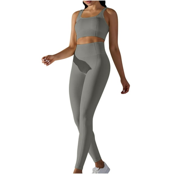 HAPIMO Women's Seamless Sportswear Workout Set Gym Sport Bra Tracksuit Women Clothes Two Piece Yoga High Waist Leggings Gray