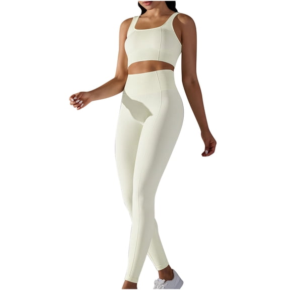 HAPIMO Women's Seamless Sportswear Workout Set Gym Sport Bra Tracksuit Women Clothes Two Piece Yoga High Waist Leggings White