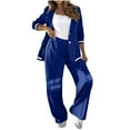 thumbnail image 1 of HAPIMO Women's Sets Oversized Blazer Jacket with Wide Leg Pants Long Sleeve Notch Lapel Button Down Suit Jacket Spring Fall Casual 2 Piece Outfits Blue XXL, 1 of 8