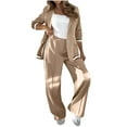 thumbnail image 1 of HAPIMO Women's Sets Oversized Blazer Jacket with Wide Leg Pants Long Sleeve Notch Lapel Button Down Suit Jacket Spring Fall Casual 2 Piece Outfits Khaki XL, 1 of 8