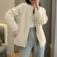 thumbnail image 1 of HAPIMO Women's Sherpa Lined Jacket Warm Thickened Fleece Jacket Coat Casual Comfy Stand Collar Jacket Solid Zip Up Outerwear Fall Winter Clothes Beige XXL, 1 of 3