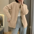 thumbnail image 1 of HAPIMO Women's Sherpa Lined Jacket Warm Thickened Fleece Jacket Coat Casual Comfy Stand Collar Jacket Solid Zip Up Outerwear Fall Winter Clothes Khaki XXL, 1 of 4