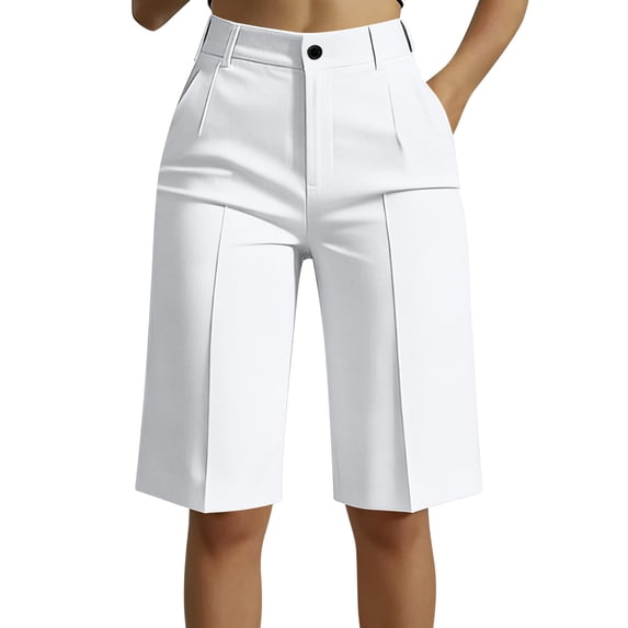 HAPIMO Women's Shorts High Waist With Pockets Summer Style Casual Style Versatile Design For Multiple Occasions White XL