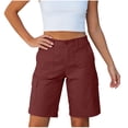 thumbnail image 1 of HAPIMO Women's Shorts Stretchy Fabric Button Closure With Pockets Comfy For All Day Wear Stylish Look For Modern Fashion Wine L, 1 of 8