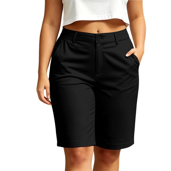 HAPIMO Women's Shorts With Pockets Daily Wear Work Wear Easy To Pair With Tops Shoes And Accessories Black XXL