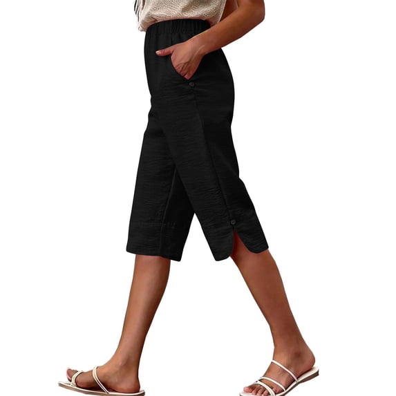 HAPIMO Women's Shorts With Pockets Summer Style Casual Style Great For Beach Vacations And Gatherings Black M