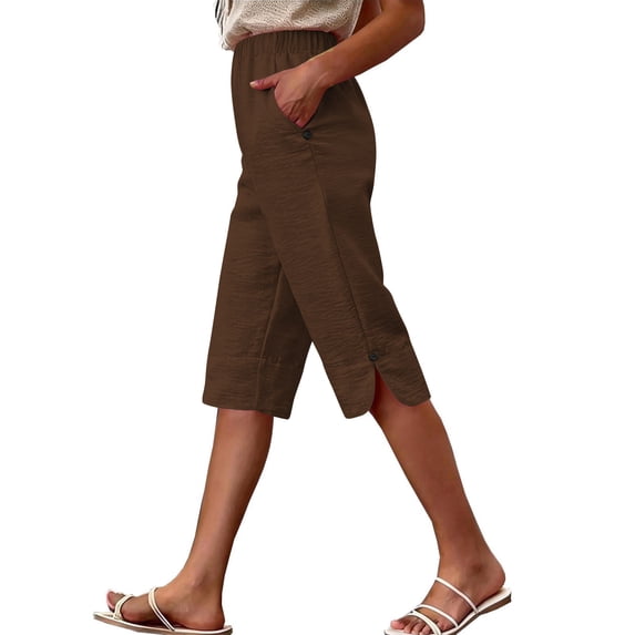 HAPIMO Women's Shorts With Pockets Summer Style Casual Style Great For Beach Vacations And Gatherings Coffee S