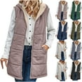 thumbnail image 1 of HAPIMO Women's Sleeveless Outwear Pockets Midi Down Puffer Jackets Parkas Casual Reversible Vest Cotton Lined Fashion Fleece Padded Coat Zip Up Hoodie Winter Green L, 1 of 7
