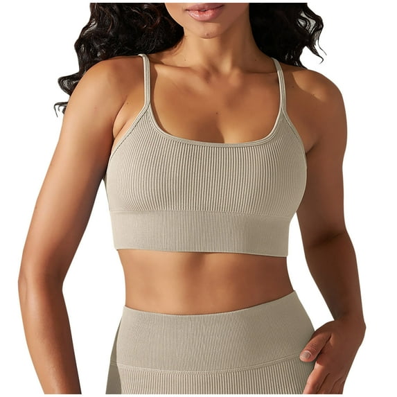 HAPIMO Women's Slim Basic Tank Crop Tops Summer Beach Tees Solid Color Sleeveless Fitness Square Neck Shirts for Teen Girls Workout Casual Ribbed Sports Yoga Tops Khaki