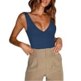 thumbnail image 1 of HAPIMO Women's Slim Basic Tank Crop Tops Trendy for Teen Girls Solid Color Cotton Summer Beach Tees Sleeveless Workout Shirts V Neck Casual Relaxed Tops Blue Clearance, 1 of 6