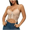 thumbnail image 1 of HAPIMO Women's Slim Camisole Tank Crop Tops Bra Spaghetti Strap Casual Tops for Girls Trendy Summer Beach Tees Lace Crochet Sleeveless Workout Shirts V Neck Beige, 1 of 7