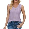 thumbnail image 1 of HAPIMO Women's Slim Tank Tops Tunic Summer Beach Tees Sleeveless Fitness V Neck Button Shirts Workout Casual Elegant Tops for Teen Girls Trendy Solid Color Eyelet Purple, 1 of 4