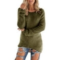 thumbnail image 1 of HAPIMO Women's Soft Fleece Sweater Loose Pullovers Holiday Long Sleeve Crew Neck Casual Relaxed Teen Girls Outwear Clothing Solid Color Tops Trendy Army Green XXXL, 1 of 5