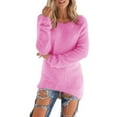 thumbnail image 1 of HAPIMO Women's Soft Fleece Sweater Loose Pullovers Holiday Long Sleeve Crew Neck Casual Relaxed Teen Girls Outwear Clothing Solid Color Tops Trendy Hot Pink XXL, 1 of 5
