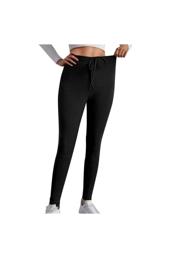Women's Sports Activewear Fleece Winter Thicken Skinny Legging Pants for Girls Sweatpants Teens Casual Trousers Spring Workout High Waist Straight Leg Pants Fall Black S