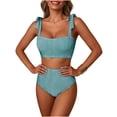 thumbnail image 1 of HAPIMO Women's Striped Bikini Set Tie Shoulder High Waisted Two Piece Bathing Suits Retro Modest Slim Fit Swimsuits for Summer Beach Pool Vacation Green XXL, 1 of 6