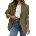 thumbnail image 1 of HAPIMO Women's Suit Jacket Long Sleeve Lapel Collar Cardigan Blazer Relaxed Fit Solid Pockets Button Blazer Business Office Work Blazer Khaki S, 1 of 9