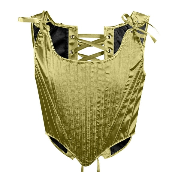 HAPIMO Women's Summer Corset Retro Tank Tops Solid Color Print Sleeveless Shirts for Girls V-Neck Blouse Slim Camis Strap Camisole Gold