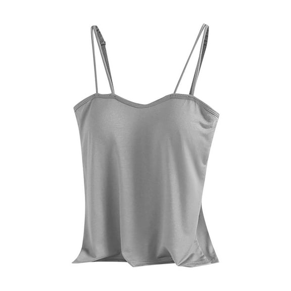 HAPIMO Women's Summer Tank Tops Basic Tunic Camisole Solid Color Print Tops Sleeveless Shirts for Girls Front Ruched Strap Camis Vest V-Neck Blouse Gray L