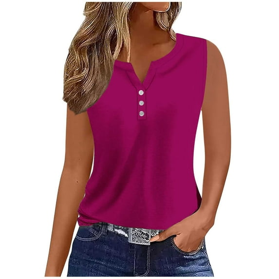 HAPIMO Women's Summer Tank Tops Colorblock Print Tops Tunic Ribbed Camisole Sleeveless Shirts for Girls Casual Cozy Camis V-Neck Blouse Sales Pink L