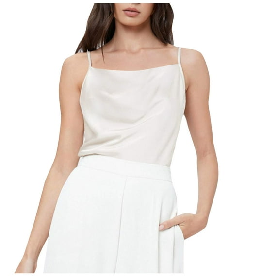 HAPIMO Women's Summer Tank Tops Halter Neck Blouse Twist Ruched Front Camisole Solid Color Print Tops Sleeveless Shirts for Girls Casual Loose Fit Camis White XXL