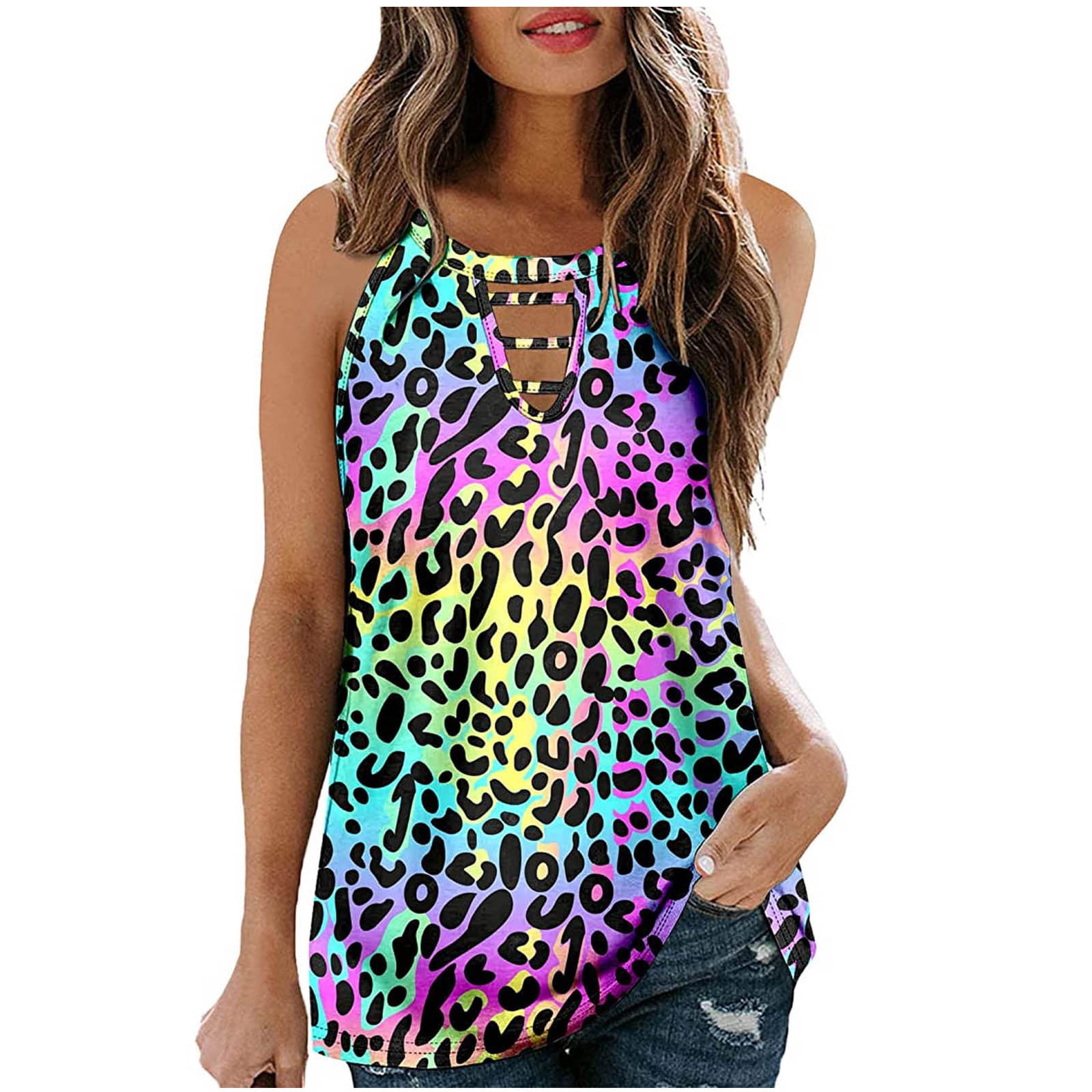 womens animal print tank tops