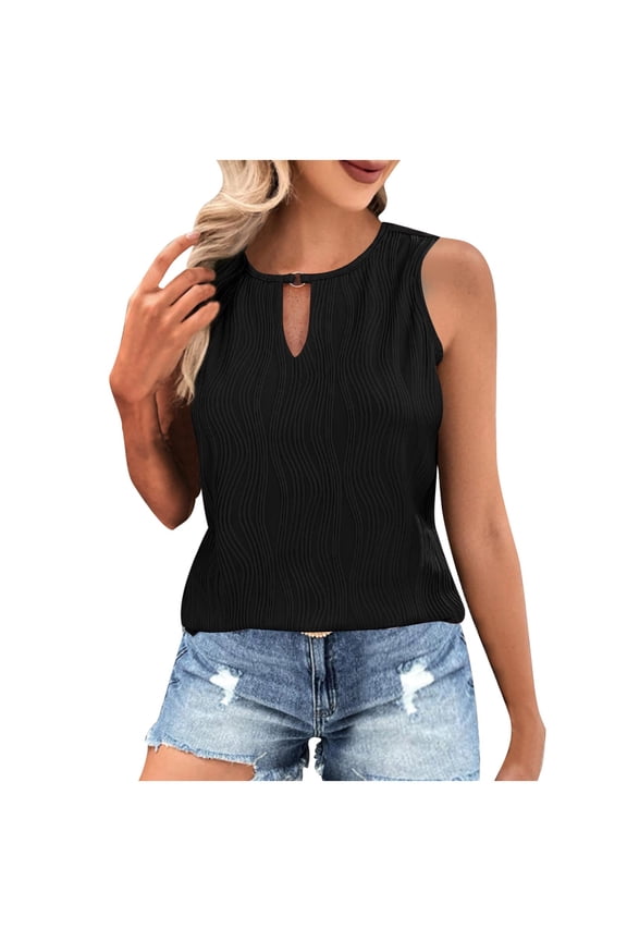 Women's Summer Tank Tops O-Neck Blouse Gradient Leopard Print Tops Casual Tunic Swing Camis Vest Sleeveless Shirts for Girls Hollow Out Camisole Black XXL