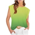 thumbnail image 1 of HAPIMO Women's Summer Tank Tops Relaxed Fit Camis Vest Sleeveless Shirts for Girls Ombre Stripe Print Tops Round Neck Blouse Daily Basic Camisole Green L, 1 of 4