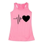 HAPIMO Women's Summer Tank Tops Sleeveless Shirts for Girls ECG Graphic Print Tops O-Neck Blouse Casual Loose Fit Camis Vest Trendy Comfy Camisole Discount Pink L