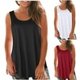 thumbnail image 1 of HAPIMO Women's Summer Tank Tops Sleeveless Shirts for Girls Solid Color Print Tops O-Neck Blouse Pleat Flowy Camis Vest Basic Tunic Camisole Red L, 1 of 5