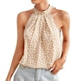 thumbnail image 1 of HAPIMO Women's Summer Tank Tops Sleeveless Shirts for Girls Tight Ruched Camisole Halter Neck Blouse Flower/Leopard/Dots Print Tops Casual Relaxed Fit Camis Vest Discount Khaki XL, 1 of 5