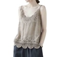 thumbnail image 1 of HAPIMO Women's Summer Tank Tops Sleeveless Shirts for Girls V-Neck Blouse Solid Color Print Tops Lace Crochet Tunic Camisole Casual Pleated Flowy Camis Vest Sales Brown Free Size, 1 of 3