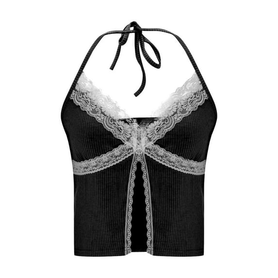 HAPIMO Women's Summer Tank Tops Sling Blouse Solid Color Print Tops Lace Crochet Tunic Camisole Casual Camis Vest Sleeveless Shirts for Girls s
