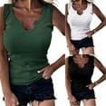 thumbnail image 1 of HAPIMO Women's Summer Tank Tops Solid Color Print Tops Trendy Comfy Ribbed Camisole Sleeveless Shirts for Girls Casual Slim Fit Camis Vest Notch V-Neck Blouse White M, 1 of 4
