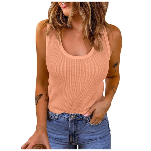 HAPIMO Women's Summer Tank Tops Stars Graphic Print Tops Sleeveless Shirts for Girls Casual Slim Fit Camis Vest O-Neck Blouse Daily Basic Camisole Discount Orange S