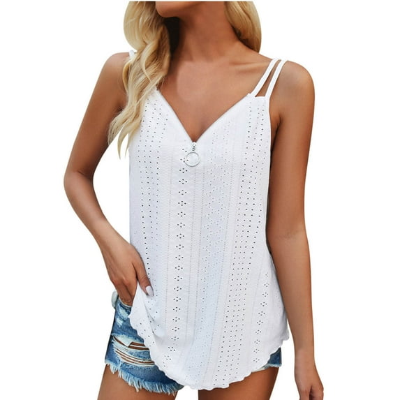 HAPIMO Women's Summer Tank Tops Stripe Print Tops V-Neck Blouse Trendy Comfy Camisole Casual Loose Fit Camis Sleeveless Shirts for Girls White XL