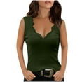 thumbnail image 1 of HAPIMO Women's Summer Tank Tops V-Neck Blouse Lace Trim Camisole Solid Color Print Tops Sleeveless Shirts for Girls Casual Slim Fit Camis Vest Green XL, 1 of 4