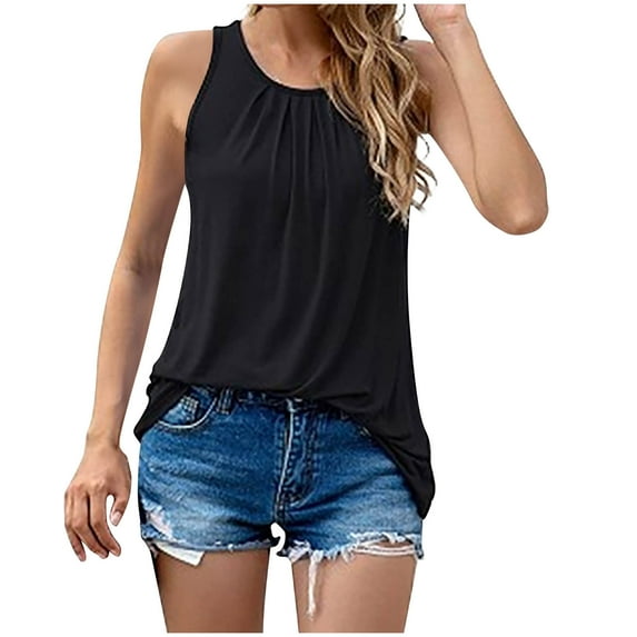 HAPIMO Women's Summer Tank Tops V-Neck Blouse Lace Trim Camisole Solid Color Print Tops Sleeveless Shirts for Girls Casual Slim Camis Black XL